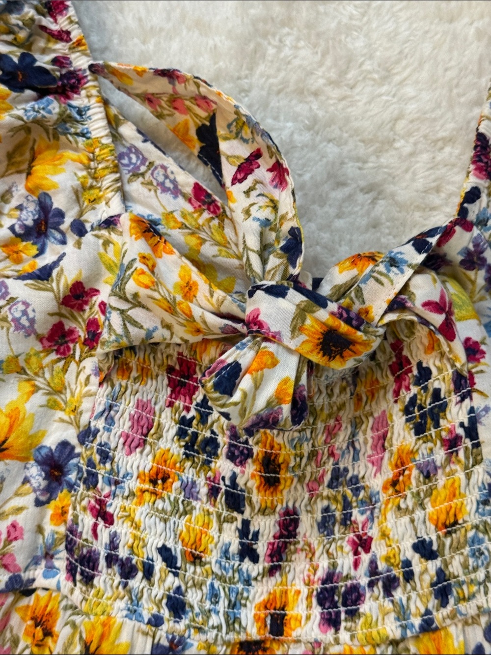 Women’s Old Navy Floral Tiered Sundress - Yellow Pink Purple | Size M - Picture 3 of 6